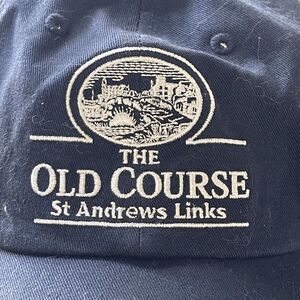The Old Course St Andrews Links Embroidered Strapback Baseball Hat Navy Blue
